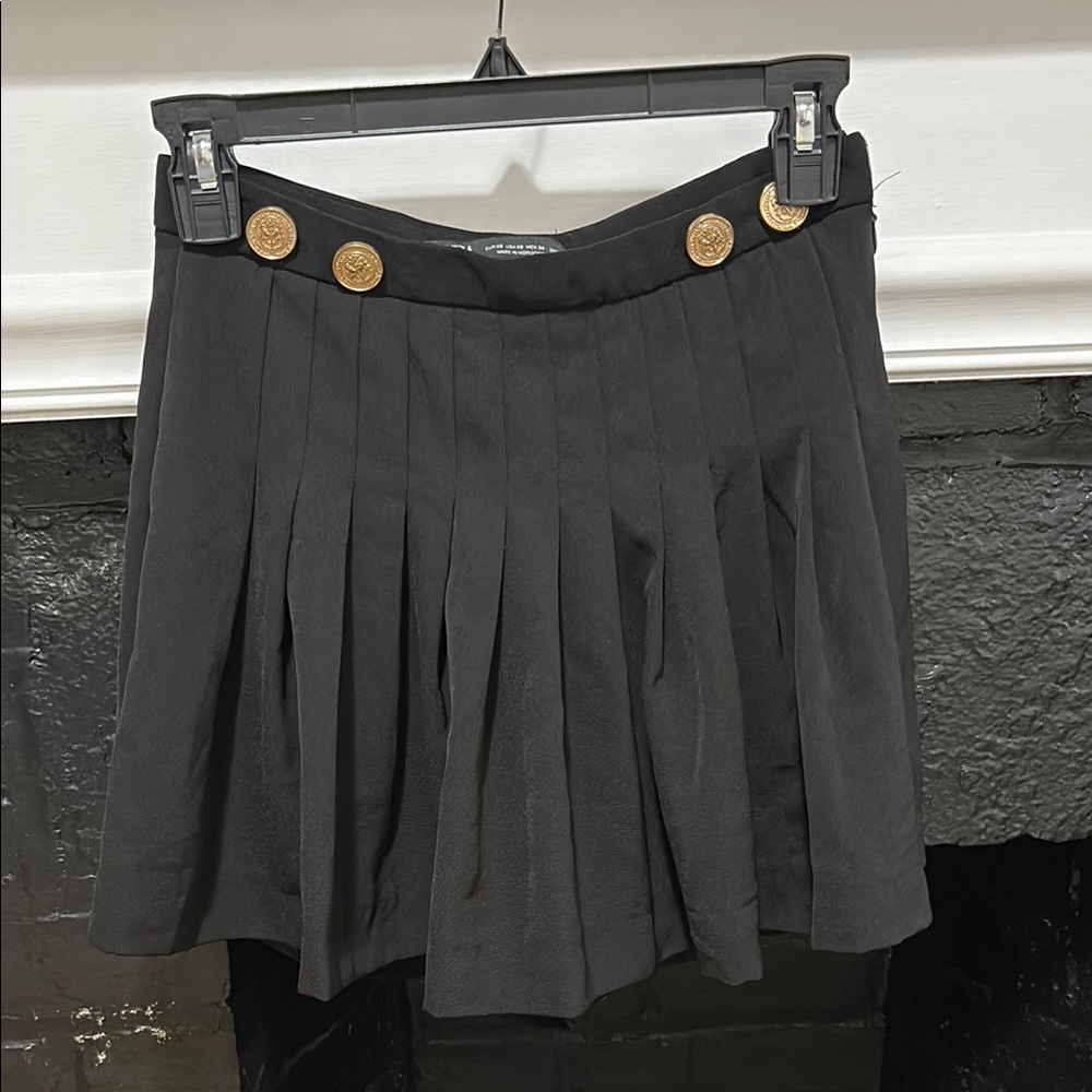 Zara Pleated Skirt with Gold Button Accents